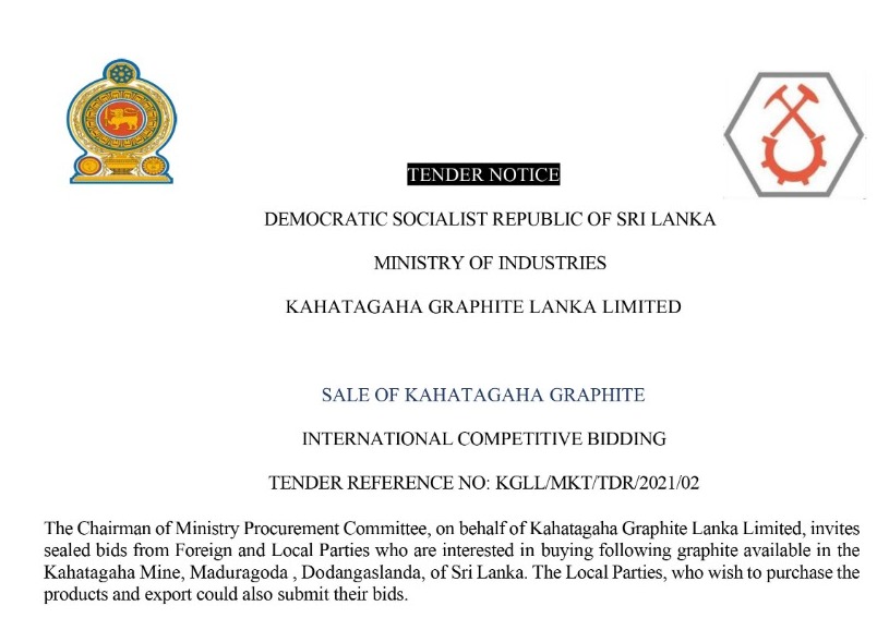 47 - İhale İlanı - Kahatagaha Graphite Lanka Limited