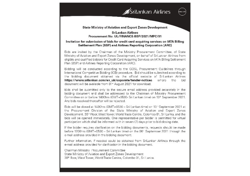 42- İhale İlanı - Ms. Srilankan Airlines Ltd