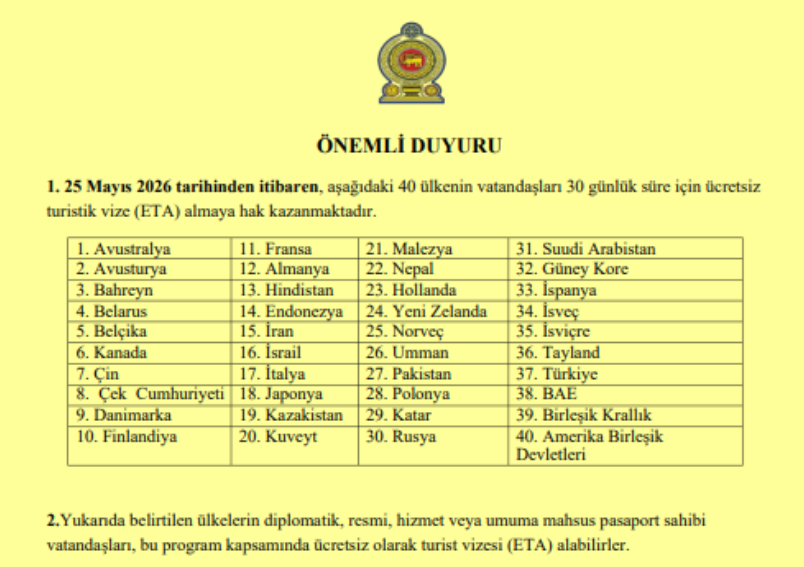 Seçili 40 Ülke Vatandaşları İçin Ücretsiz Turist Vizesi
