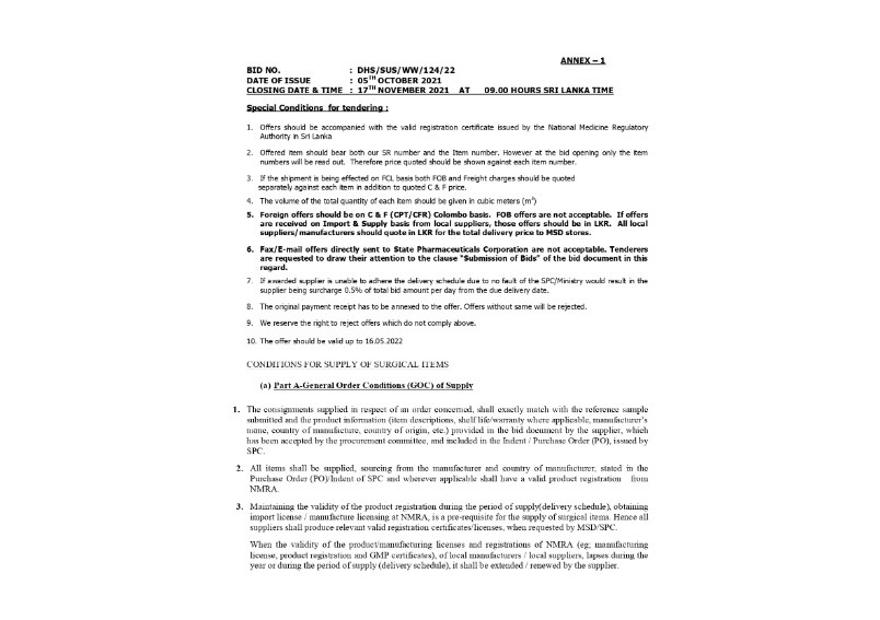 63 - İhale İlanları - State Pharmaceuticals Corporation of Sri Lanka