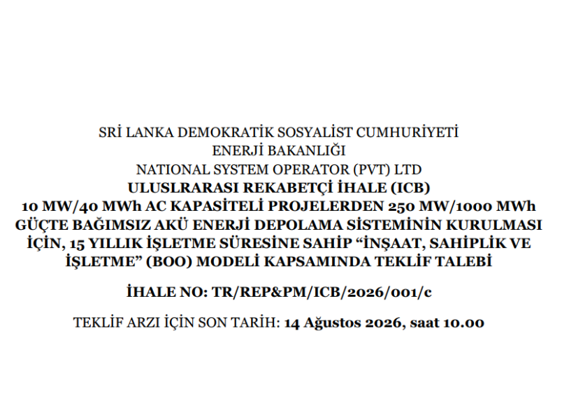 NATIONAL SYSTEM OPERATOR (PVT) LTD - İhaleye Çağrı