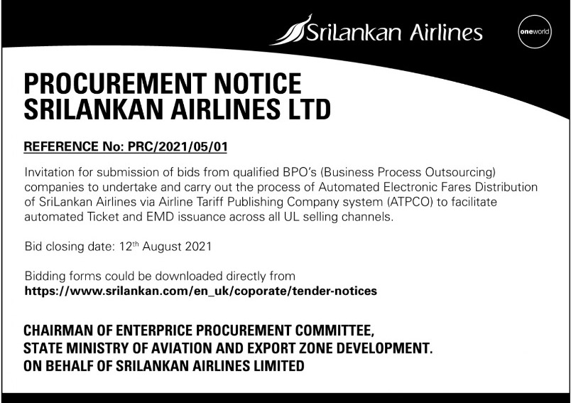 39 -  Sri Lankan Airlines LTD İhale İlanı