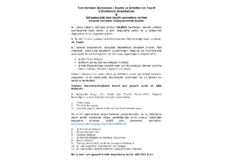 Duyuru-Türk İstihdam Bürolarının / Acente ve Şirketlerinin Tescili İş Emirlerinin Onaylanması