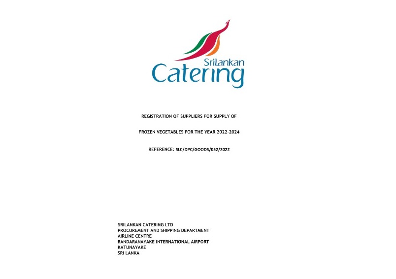109. Uluslararası tedarikçi Kaydı - M/s SriLankan Catering Ltd
