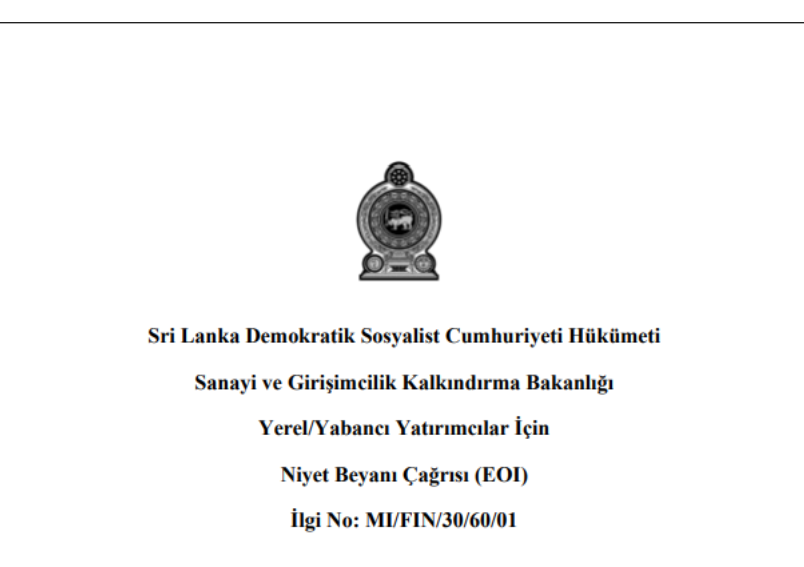 Kurunchthivu Tuz Ocağı’nın Kamu-Özel Ortaklığı Modeli ile Rehabilitasyonu, Geliştirilmesi ve Faaliyetlerine Yeniden Başlanması için Tasarım, İnşaat, Finansman, İşletme, Bakım ve Devretme İhalesi İçin İlgi Beyanı Çağrısı